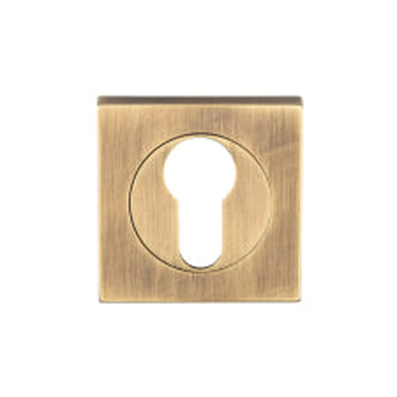 Escutcheon - Euro Profile - Square Rose - Antique Brass