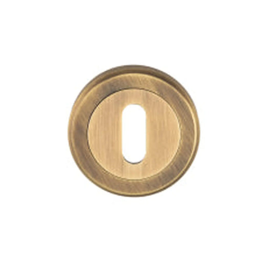 Escutcheon - Lock Profile - Screw-On Round Rose - Antique Brass