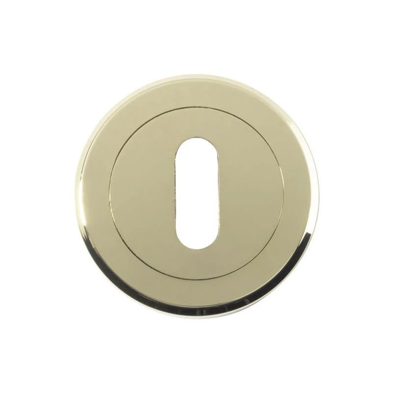 Escutcheon - Lock Profile - Screw-On Round Rose - Stainless Brass 52MM