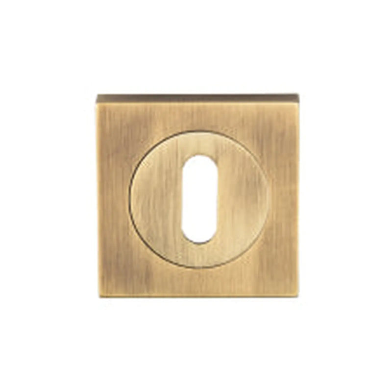 Escutcheon - Lock Profile - Square Rose - Antique Brass