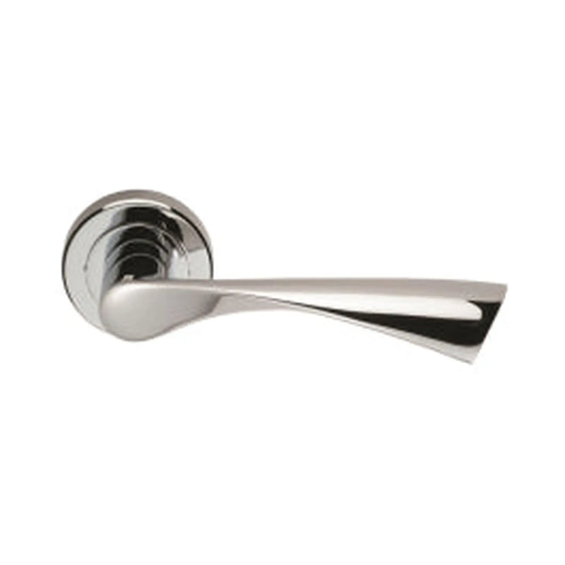 Breeze Lever On Sprung Screw-On Round Rose - Retail Pack - Polished Chrome