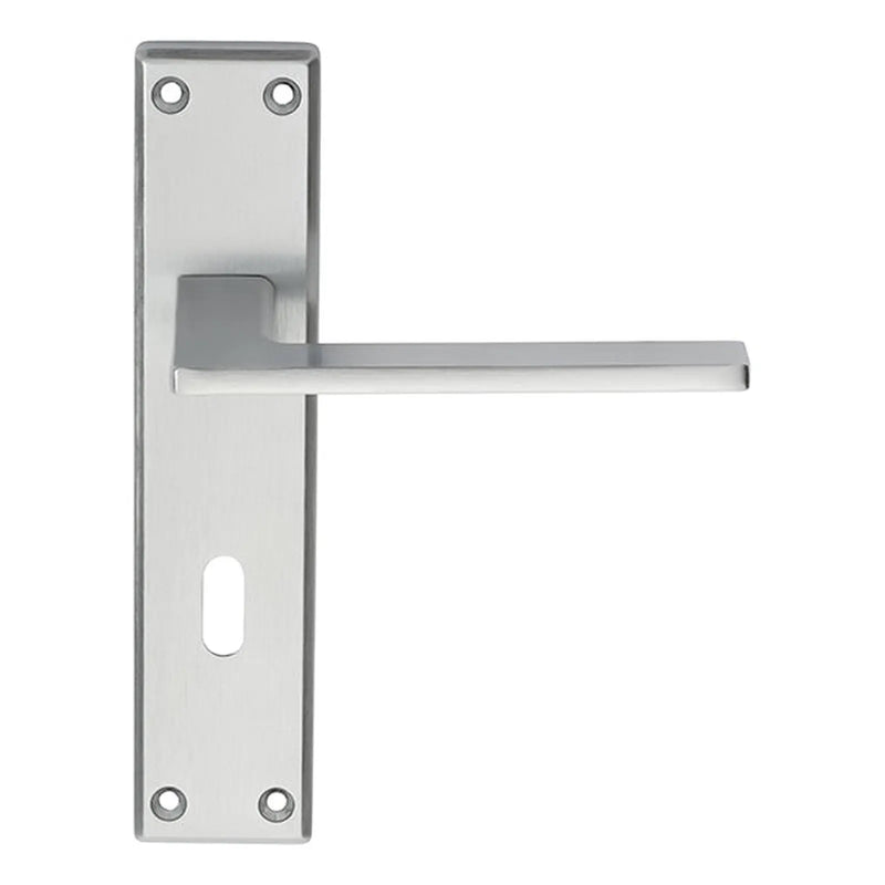 Zone Lever On Face-Fix Backplate - Lock 57Mm - Satin Chrome 180MM x 40MM