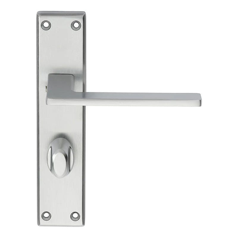 Zone Lever On Face-Fix Backplate - Bathroom 57Mm - Satin Chrome 180MM x 40MM