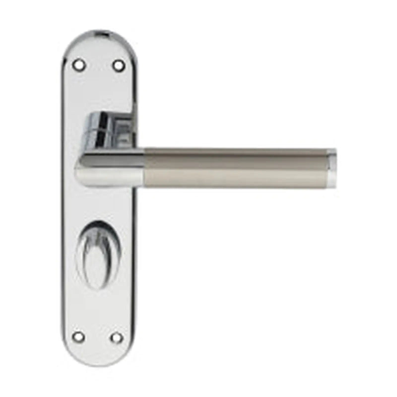 Scope Lever On Face-Fix Backplate - Bathroom 57Mm - Polished Chrome/Satin Nickel 180 x 40mm