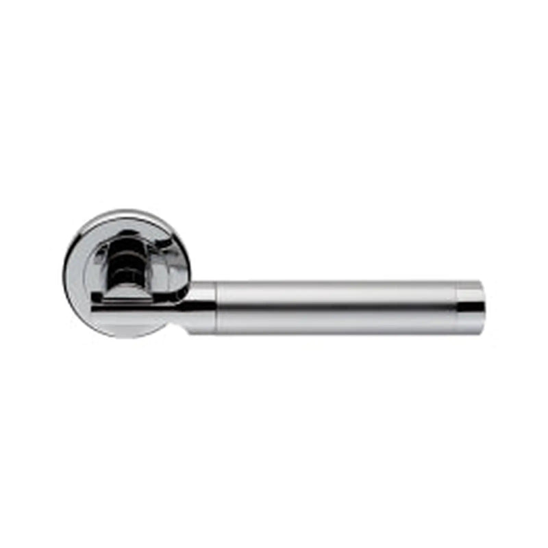 Azul Lever On Sprung Screw-On Round Rose - Retail Pack - Satin Chrome/Polished Chrome