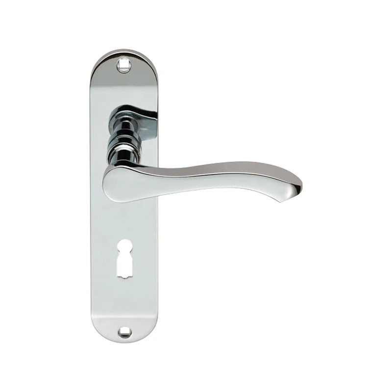 Style Lever On Face-Fix Backplate - Lock 57Mm - Polished Chrome 180 x 40mm