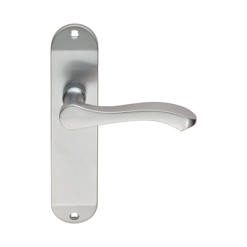Style Lever On Face-Fix Backplate - Latch - Satin Chrome 180 x 40mm
