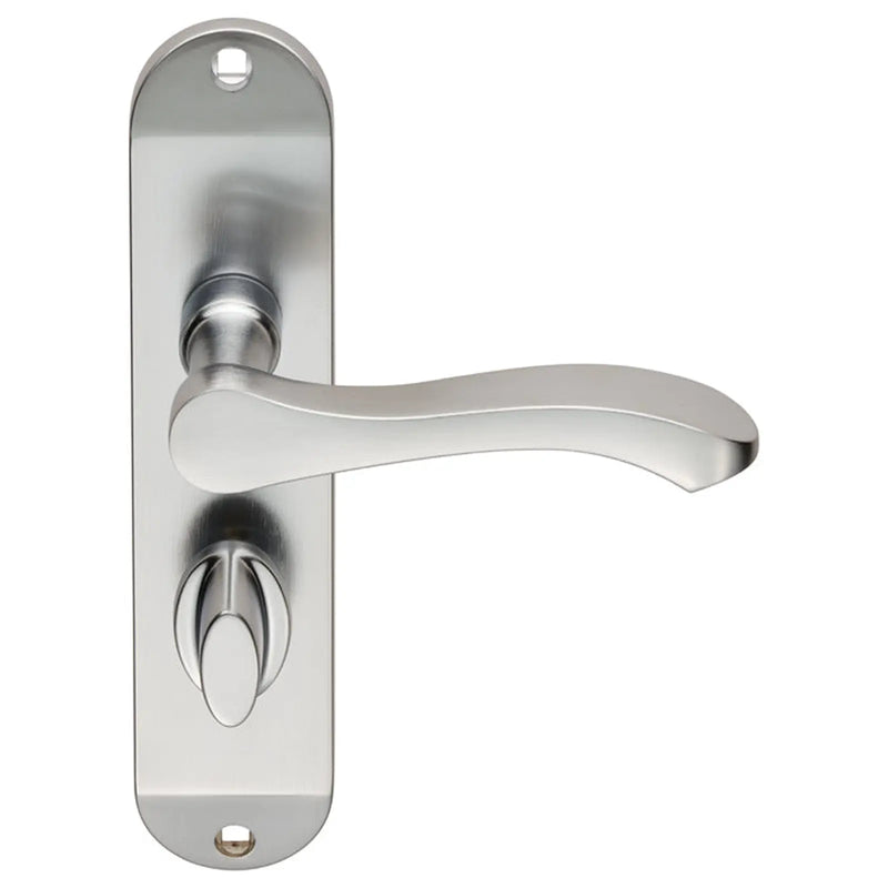 Style Lever On Face-Fix Backplate - Bathroom 57Mm - Satin Chrome 180 x 40mm