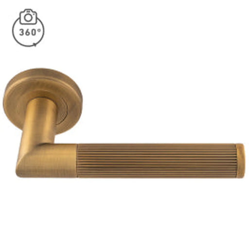 Trend Lines Lever On Sprung Screw-On Round Rose - Retail Pack - Antique Brass