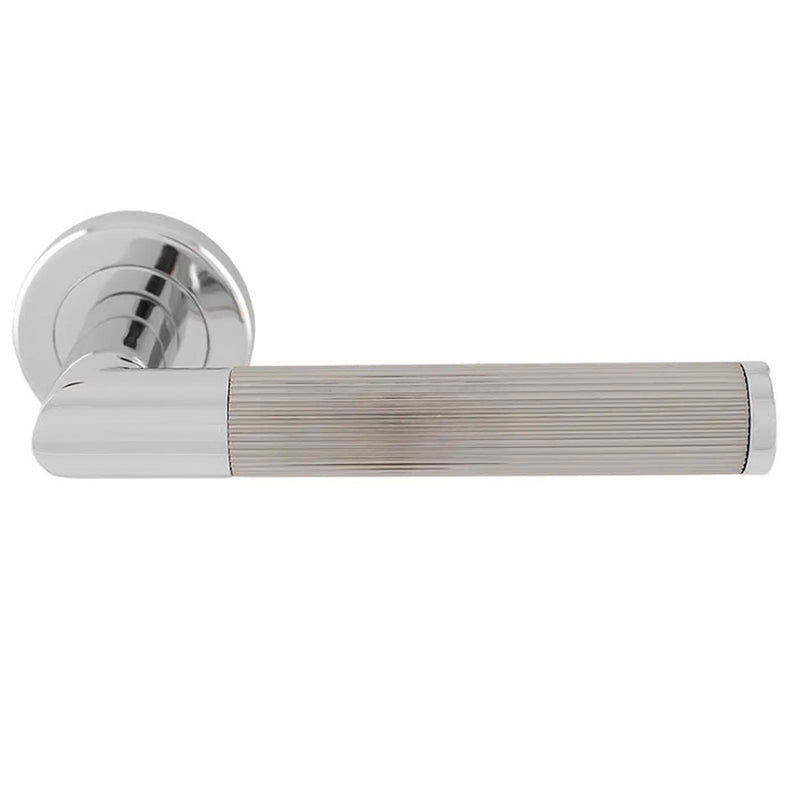 Trend Lines Lever On Sprung Screw-On Round Rose - Polished Chrome/Satin Nickel
