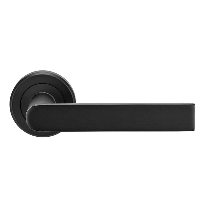 Edge Lever On Sprung Screw-On Round Rose - Retail Pack - Matt Black