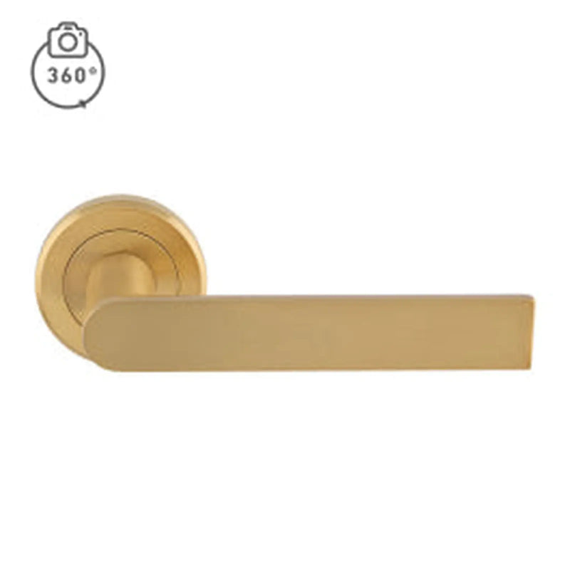 Edge Lever On Sprung Screw-On Round Rose - Satin Brass