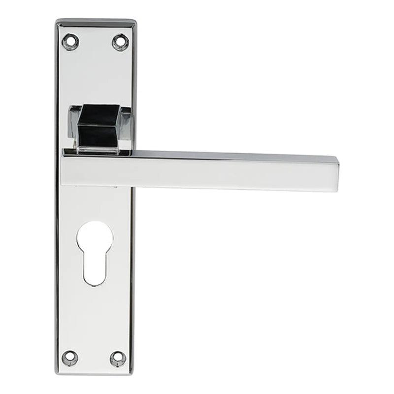 Stratus Lever On Face-Fix Backplate - Euro 47.5Mm - Polished Chrome 180MM X 40MM