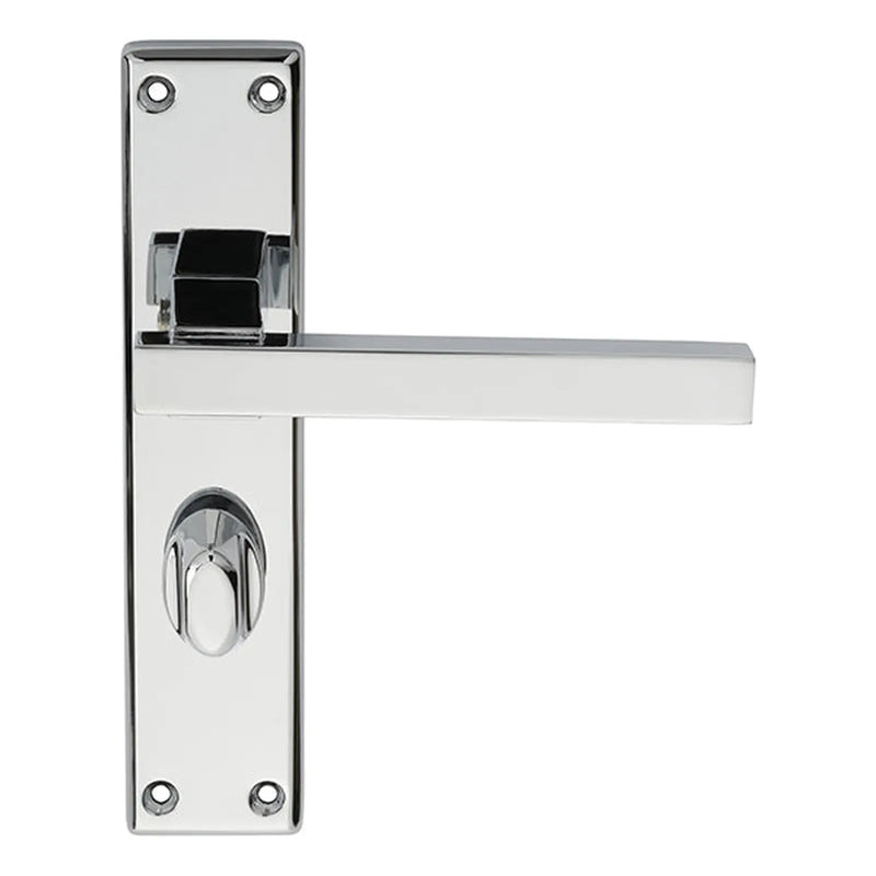 Stratus Lever On Face-Fix Backplate - Bathroom 57Mm - Polished Chrome 180 X 40MM