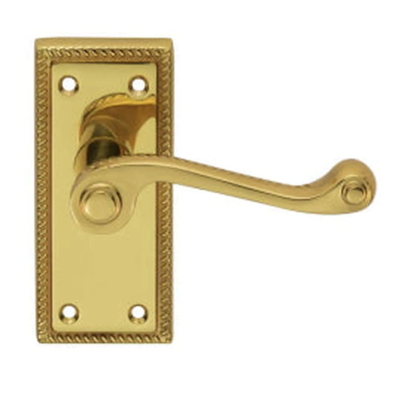 Georgian Lever On Backplate - Latch (Contract Range) - Polished Brass 112 X 48MM