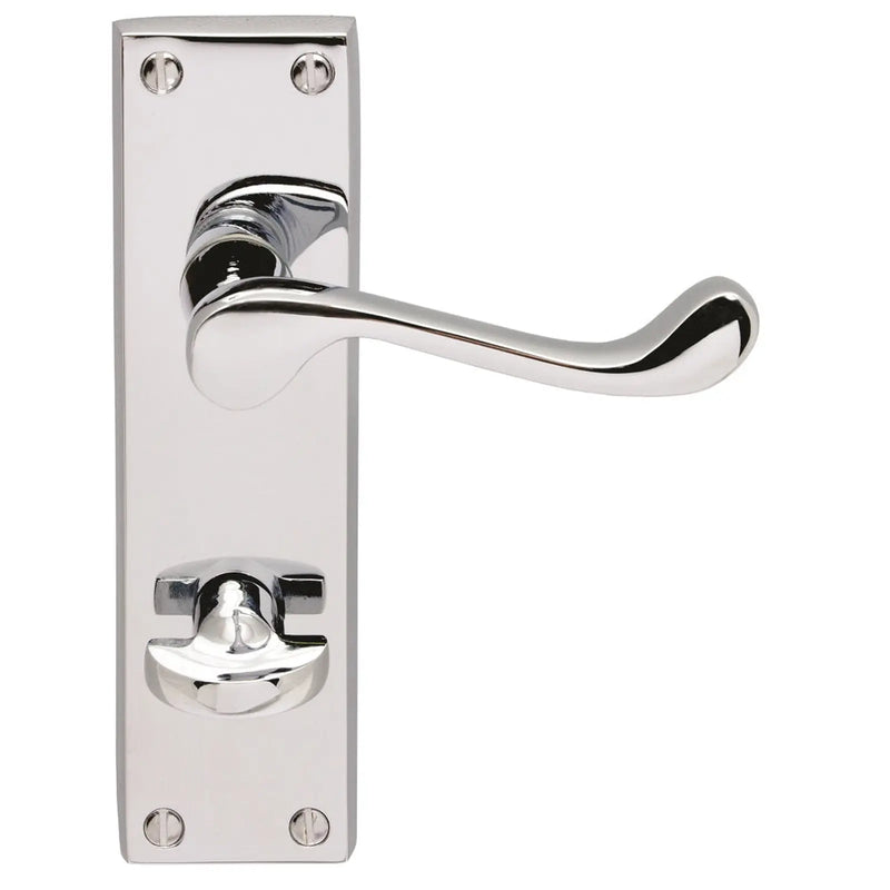 Victorian Scroll Lever On Backplate - Bathroom 57Mm C/C - Polished Chrome 155MM X 40MM