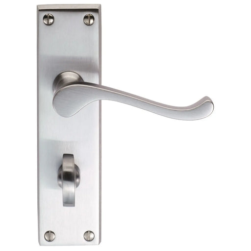 Victorian Scroll Lever On Backplate - Bathroom 57Mm C/C - Satin Chrome 155MM X 40MM