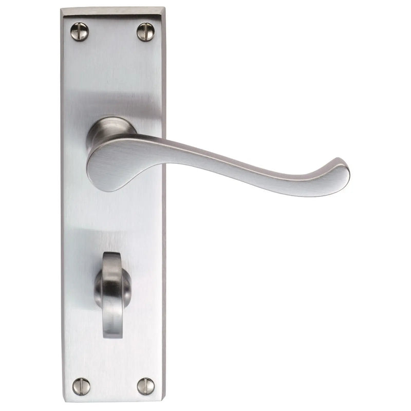 Victorian Scroll Lever On Backplate - Bathroom 57Mm C/C - Satin Chrome 155MM X 40MM