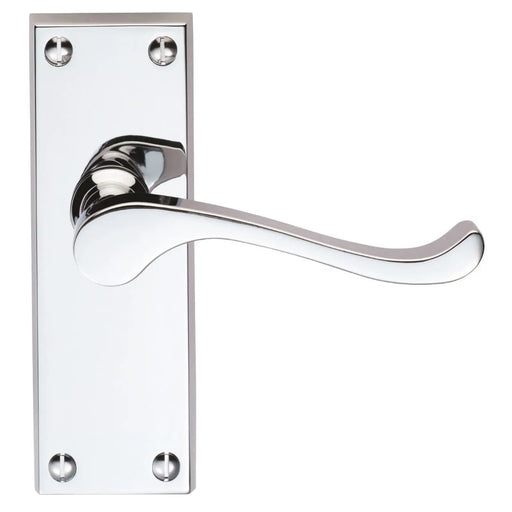 Victorian Scroll Lever On Backplate - Latch (Contract Range) - Polished Chrome 120MM X 40MM
