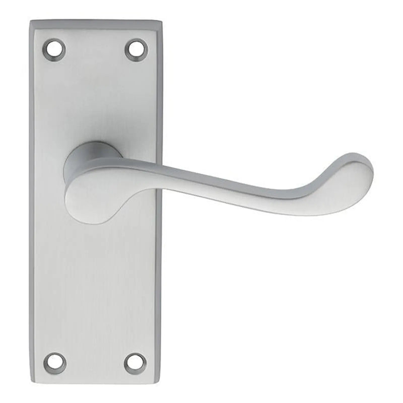 Victorian Scroll Lever On Backplate - Latch (Contract Range) - Satin Chrome 120MM X 40MM