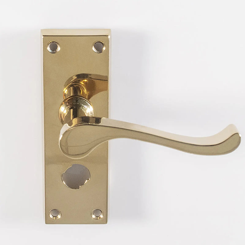 Victorian Scroll Lever On Backplate - Privacy (Contract Range) - Polished Brass 120MM X 40MM