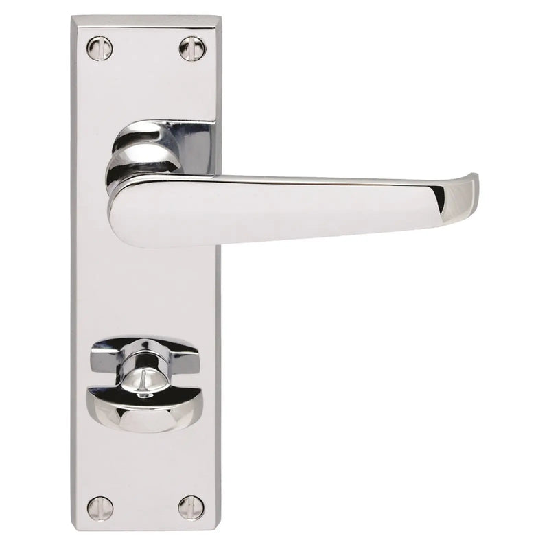Victorian Straight Lever On Backplate - Bathroom 57Mm C/C - Retail Pack - Polished Chrome 155MM X 40MM