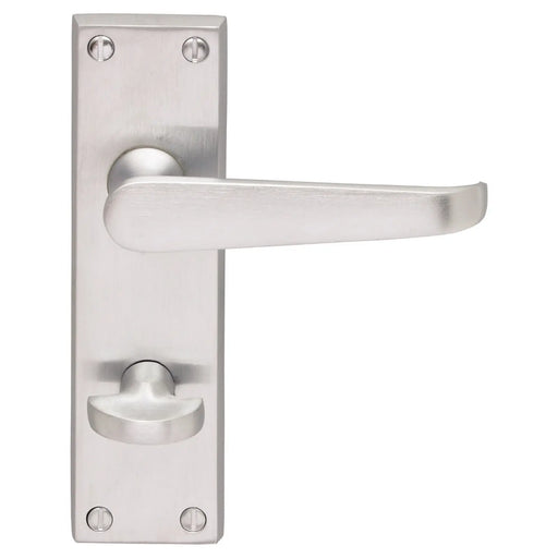 Victorian Straight Lever On Backplate - Bathroom 57Mm C/C (Contract Range) - Satin Chrome 155MM X 40MM