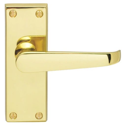 Victorian Straight Lever On Face-Fix Backplate - Latch - Retail Pack - Polished Brass