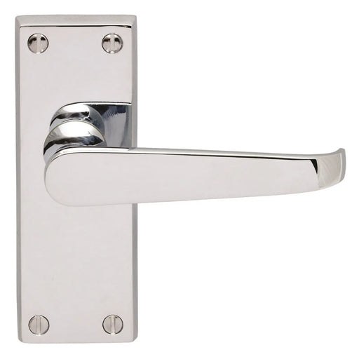 Victorian Straight Lever On Face-Fix Backplate - Latch - Retail Pack - Polished Chrome