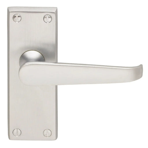 Victorian Straight Lever On Backplate - Latch (Contract Range) - Satin Chrome 120MM X 40MM