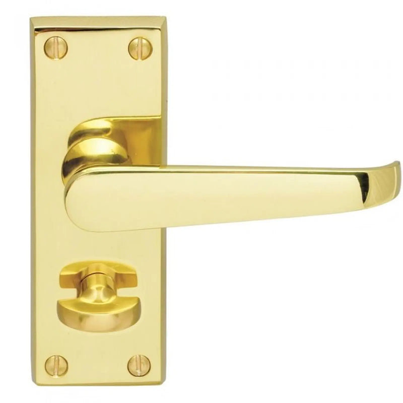 Victorian Straight Lever On Face-Fix Backplate - Privacy - Retail Pack - Polished Brass