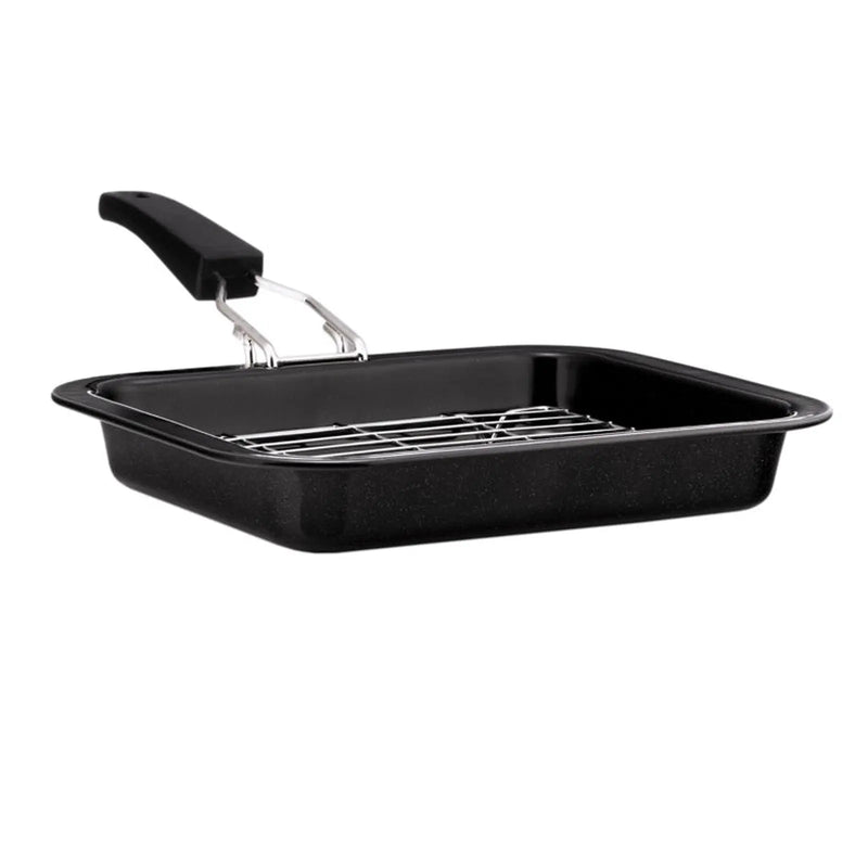Mtk Housewares Vitreous Enamel Bakeware Grill Pan with Tray 28 x 23cm
