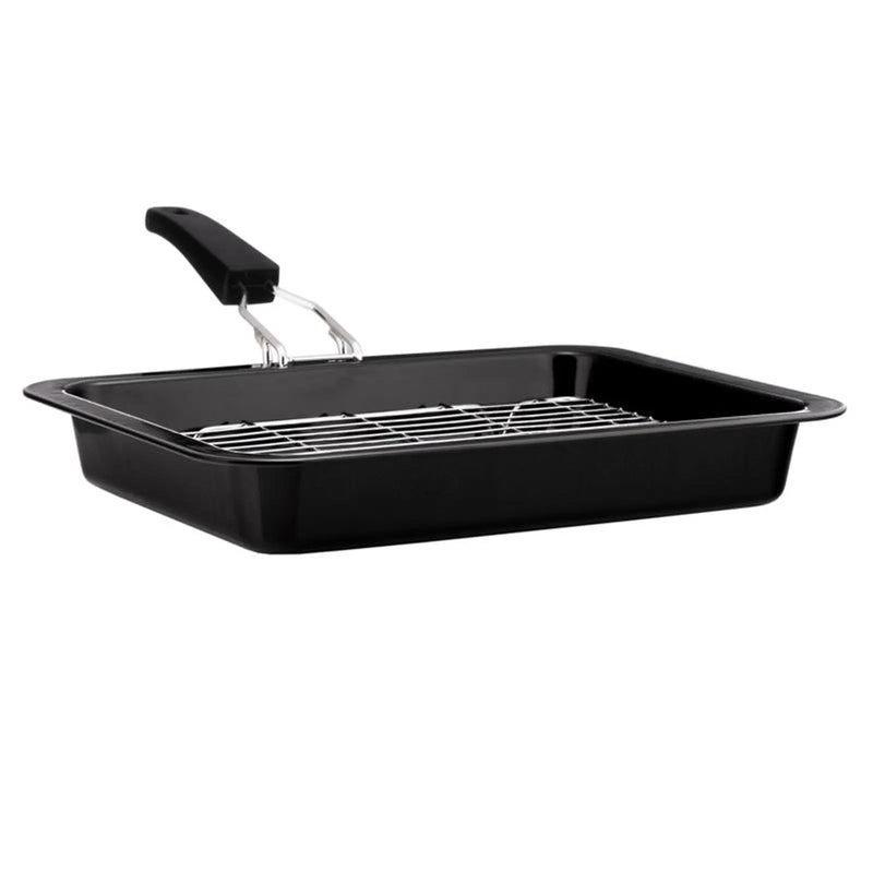 Mtk Housewares Vitreous Enamel Bakeware Grill Pan with Tray 28 x 23cm