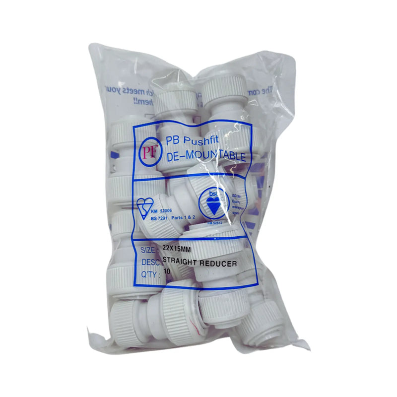 Whitespeed Push-Fit 22 x15 Straight Reducer Pack 10