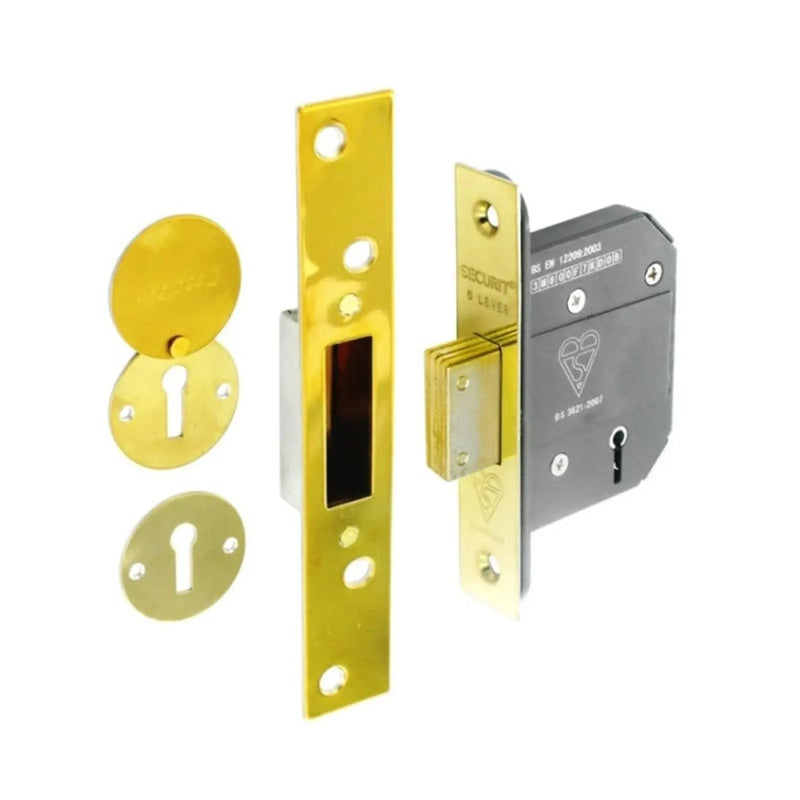Securit 5 Lever Deadlock BS3621 Brass 63mm