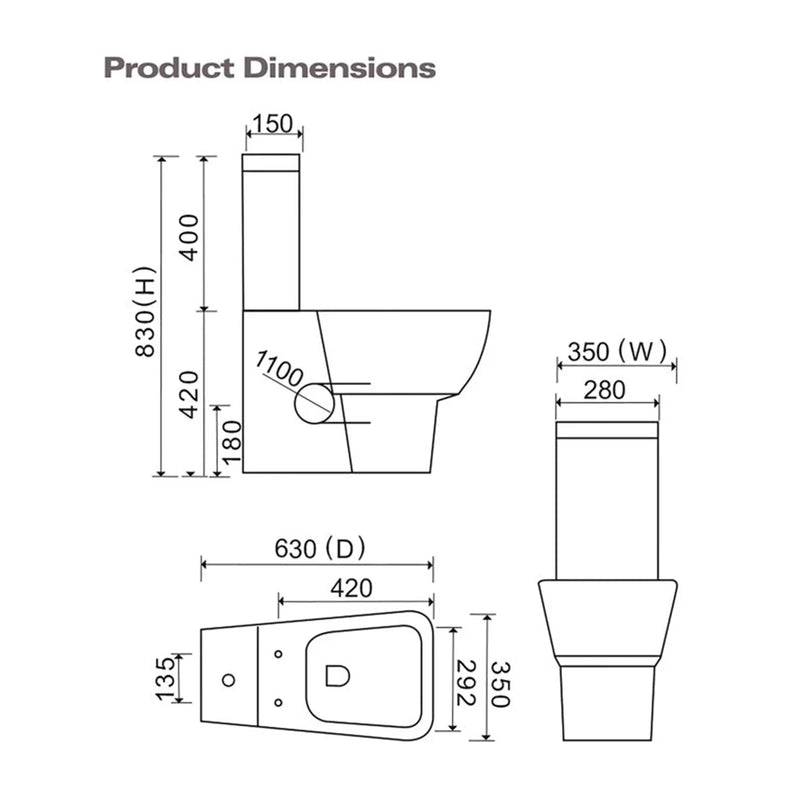 SP Eco Edge Close Coupled Cistern W: 280mm H: 400mm D: 150mm