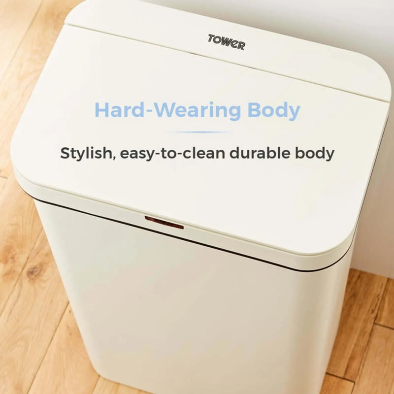 Tower 50L Rectangular Sensor Bin Cream