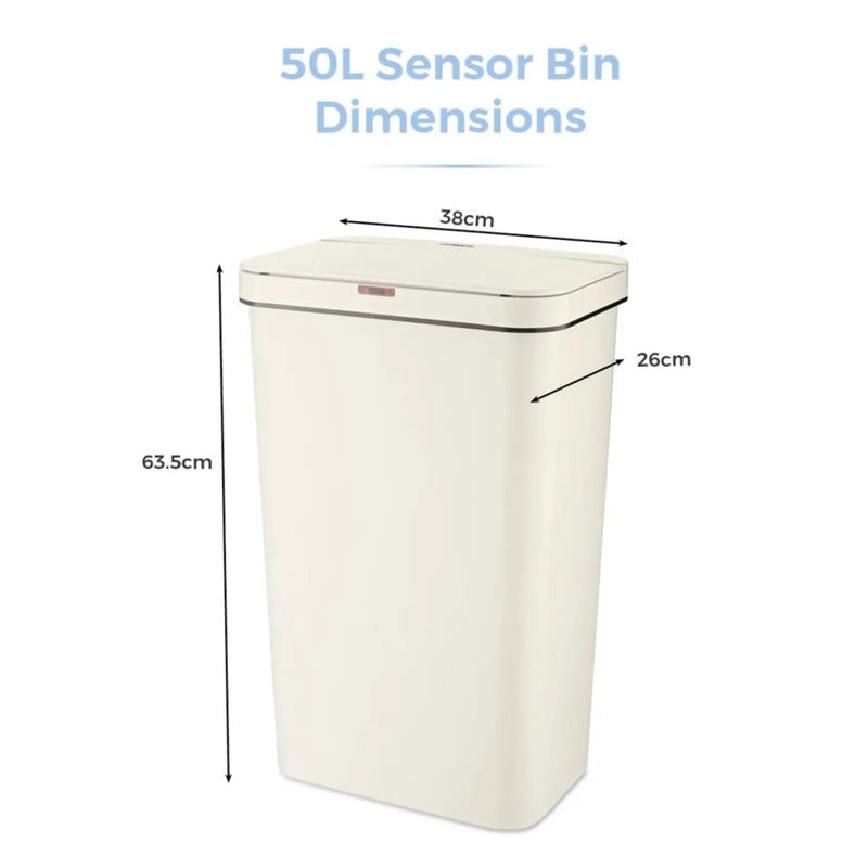 Tower 50L Rectangular Sensor Bin Cream