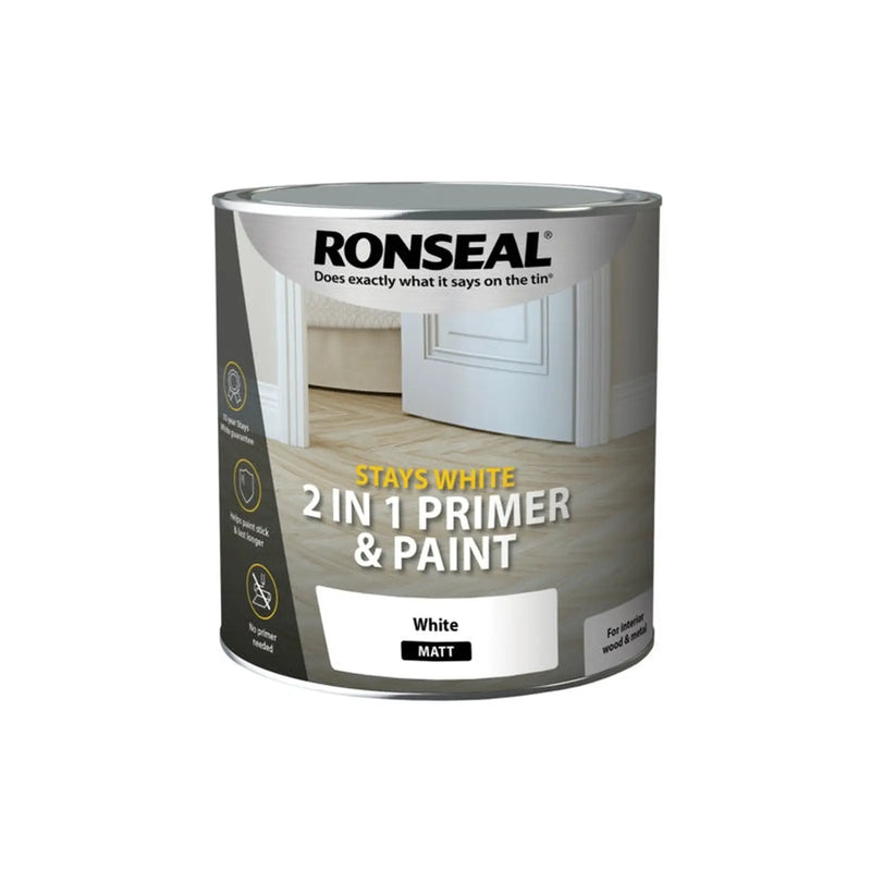 Ronseal Stays White 2in1 Primer & Paint 2.5L White Matt
