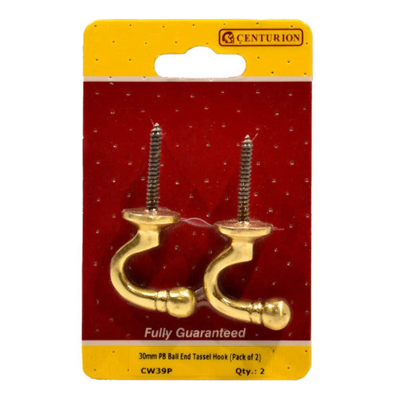 Centurion 30mm PB Ball End Tassel Hook (Pack of 2) - Pack of 5