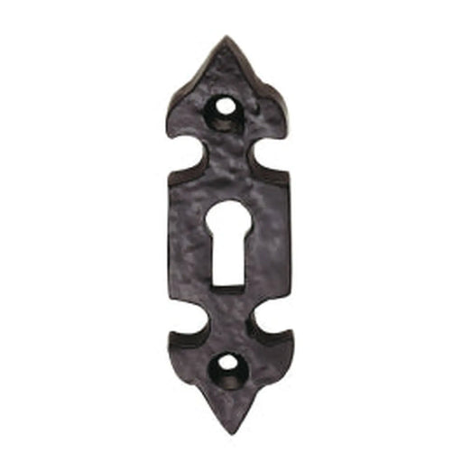 Escutcheon - Lock Profile Fleur De Lys Face Fix - Black Antique 84 X 25