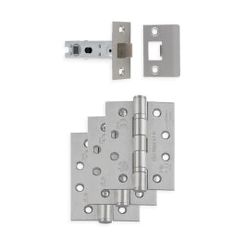 Latch Pack - C/W 76Mm Bolt Through Latch Pair & Half Grade 13 Hinges - Satin Stainless Steel