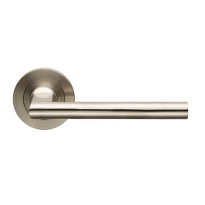 Soho Lever On Sprung Screw-On Round Rose - Satin Stainless Steel
