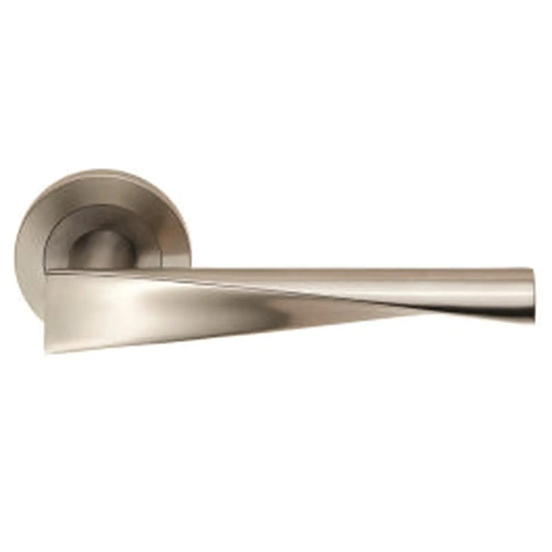 Brema Lever On Sprung Screw-On Round Rose - Satin Stainless Steel