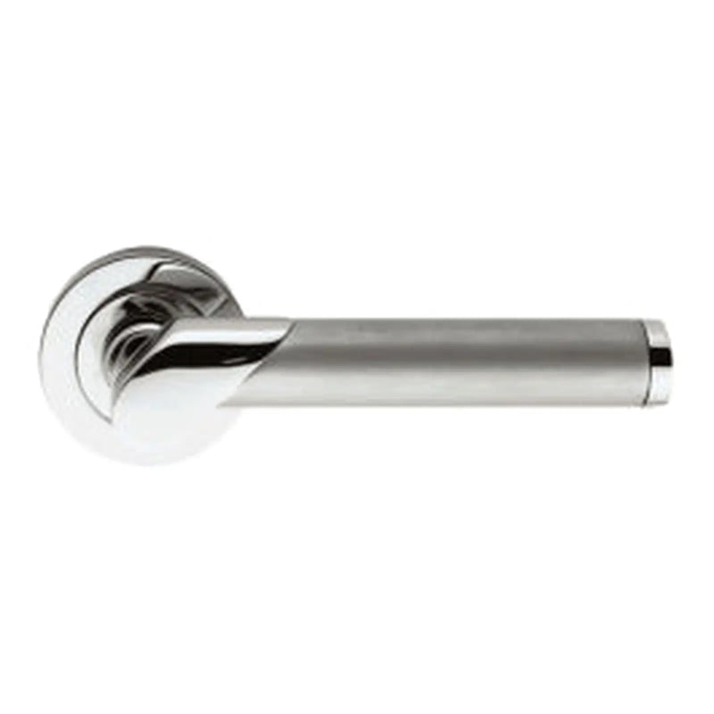 Irwin Lever On Sprung Screw-On Round Rose - Polished Chrome/Satin Chrome