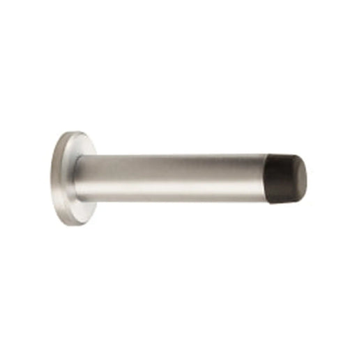 Wall Mounted Cylinder Doorstop With Rose - Satin Chrome
