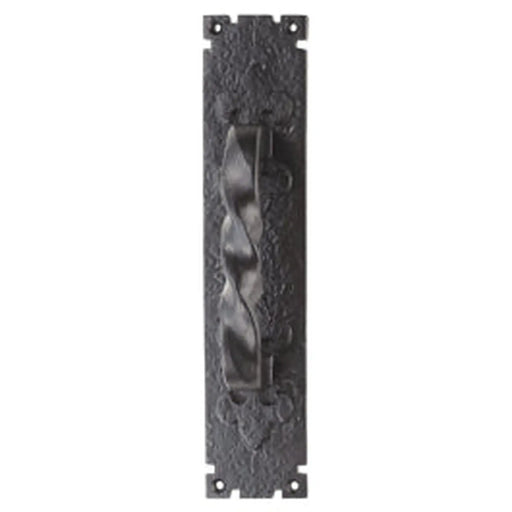 Barley Twist Pull Handle On Backplate - Black Antique 310 x 65 mm