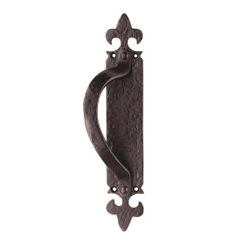 Offset Pull Handle On Backplate Left Hand - Black Antique 260 x 45 mm