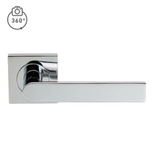 Edge Lever On Sprung Push-On Square Rose - Polished Chrome