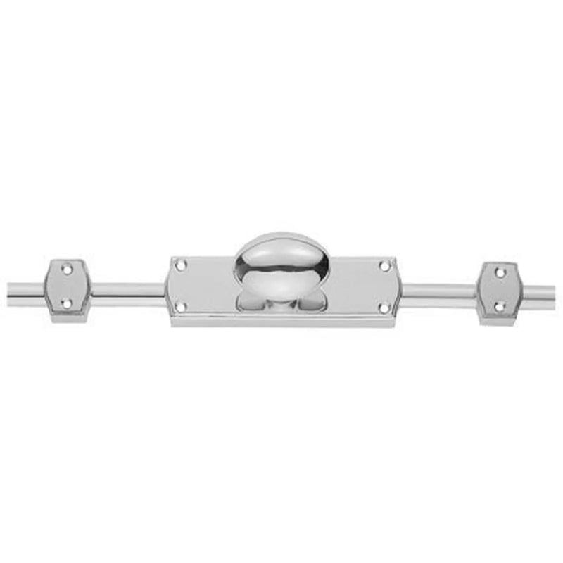 Espagnolette - Oval Knob Set With 2 X 1.2 Mtr Brass Rods & Keepers - Polished Chrome